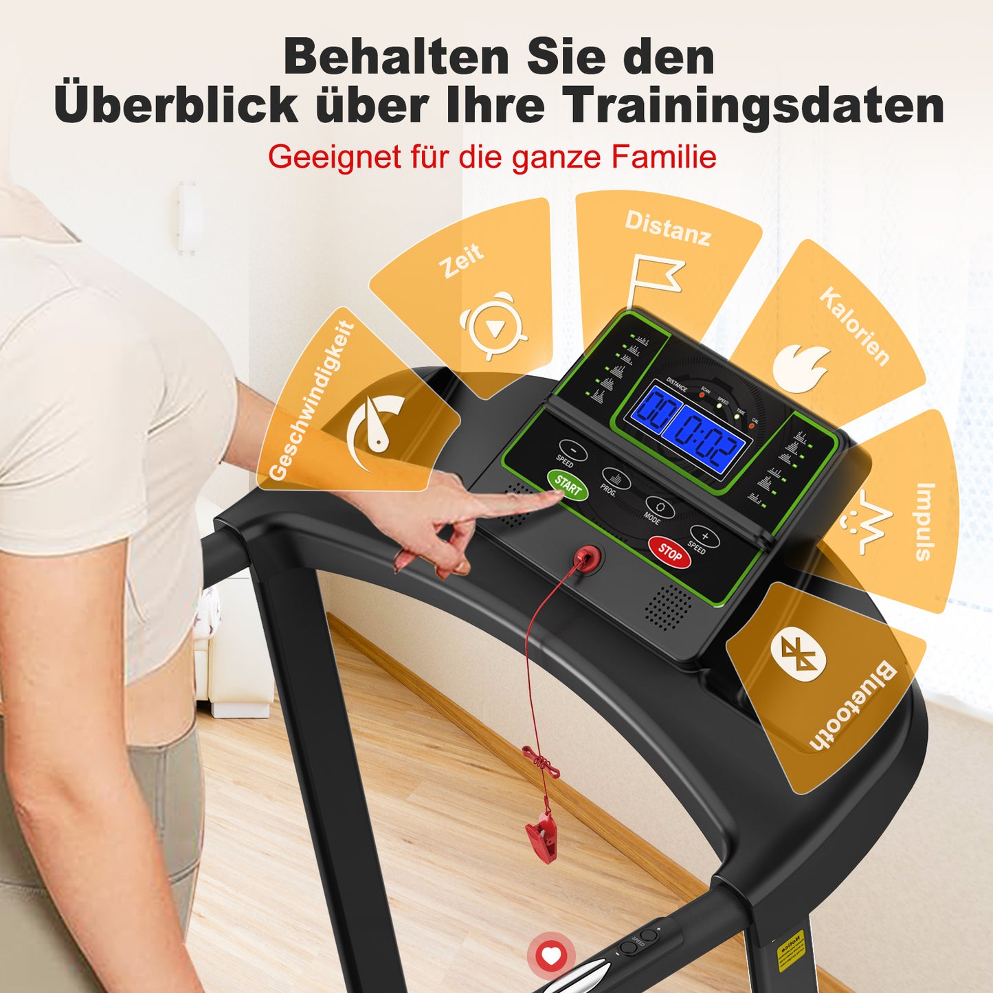 Electric Folding Treadmill for Home – Compact 12km/h Running Machine with LED Display, App & Tablet Holder