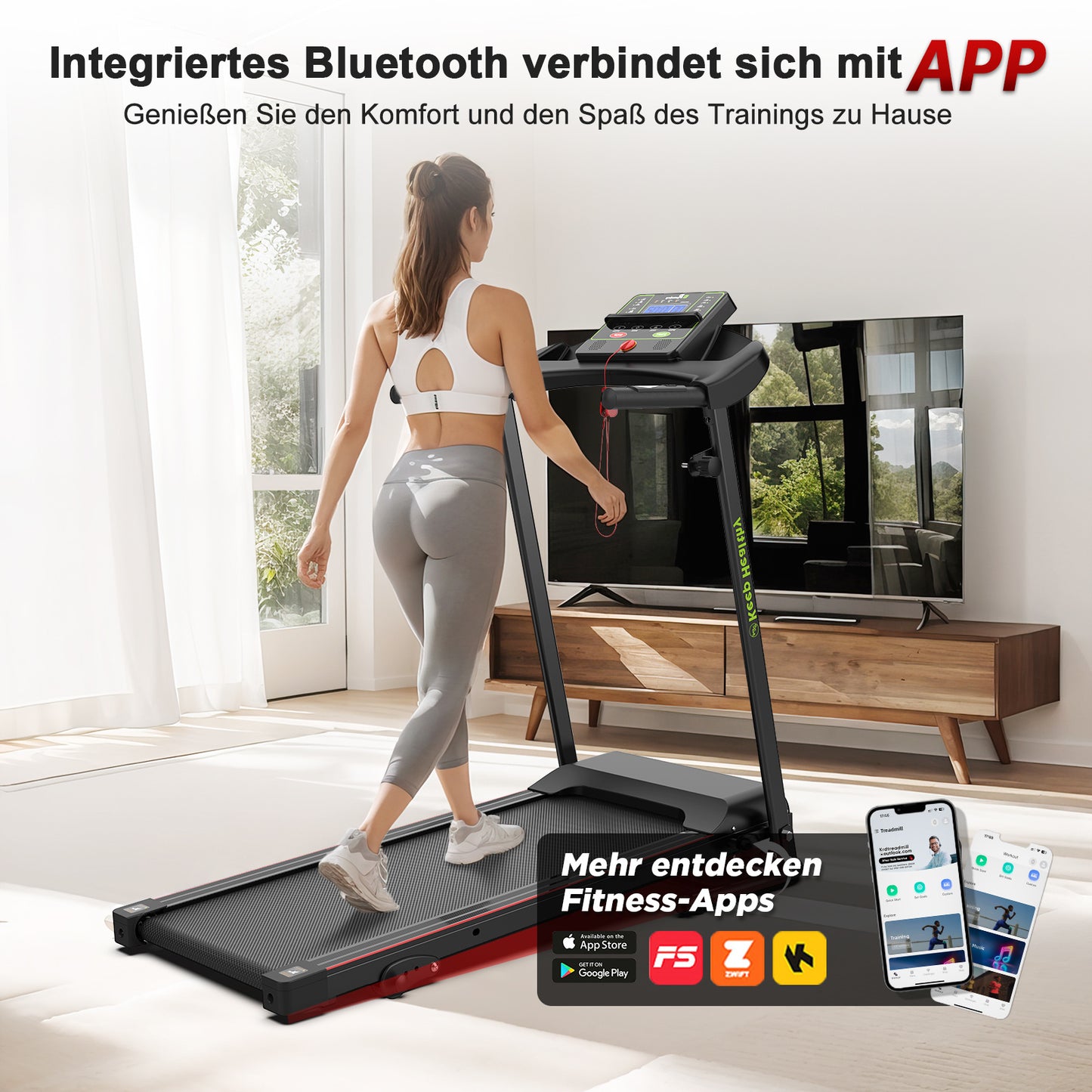 Electric Folding Treadmill for Home – Compact 12km/h Running Machine with LED Display, App & Tablet Holder