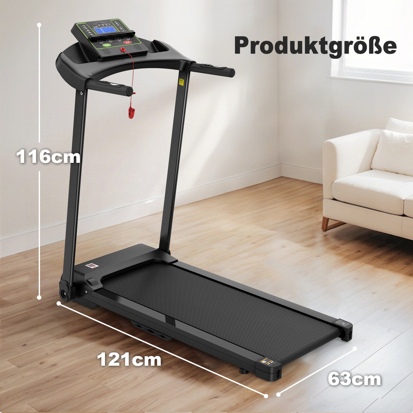 Electric Folding Treadmill for Home – Compact 12km/h Running Machine with LED Display, App & Tablet Holder
